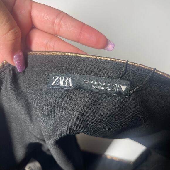 NEW Zara Corset Tube Top Womens Sz Medium Metallic Bronze Gold Strapless Ruched - Picture 6 of 7